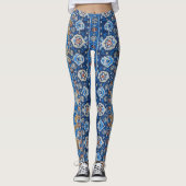 Orientalisch Blau Türkischer Persischer Teppichsch Leggings (Vorderseite)