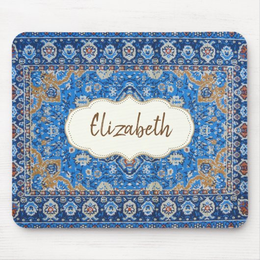 Orientalisch Blau Türkischer Persischer Teppichsch Mousepad (Vorne)