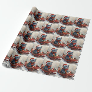 Orientalisch Blaue Katze im Schlitten Lass es schn Geschenkpapier