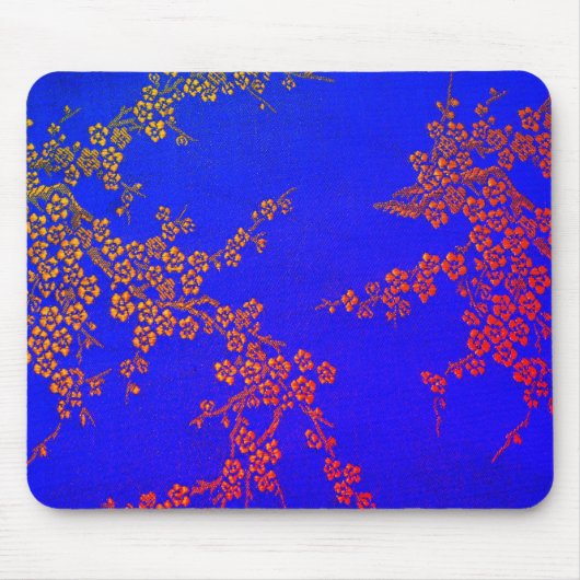 Orientalisch blühende japanisch-blaurote Stickerei Mousepad (Vorne)