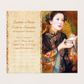 Orientalisch-Chinesische Dame, die eine Tasse Teep Visitenkarten (Außenseite Aufgefaltet)