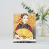 Orientalisch-Chinesische Dame mit schönem Portrait Postkarte (Stehend Vorderseite)