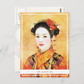 Orientalisch-Chinesische Dame mit schönem Portrait Postkarte (Vorne/Hinten)