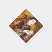 Orientalisch-Chinesische Dame mit schönem Portrait Serviette (Ecke)