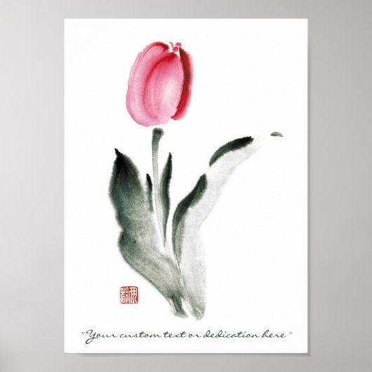 Orientalisch-chinesischer Sumi-e-Tinte-Blume Poster (Vorne)