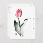 Orientalisch-chinesischer Sumi-e-Tinte-Blume Postkarte (Vorne/Hinten)