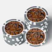 Orientalisch geschnitztes Holzaussehen Pokerchips (Stapel)