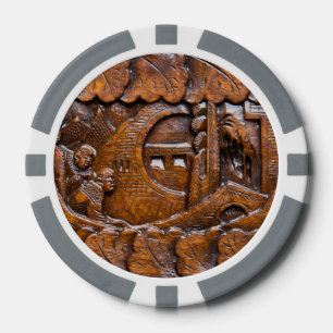 Orientalisch geschnitztes Holzaussehen Pokerchips