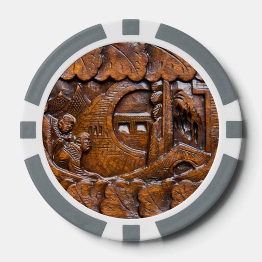 Orientalisch geschnitztes Holzaussehen Pokerchips (Vorderseite)