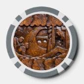 Orientalisch geschnitztes Holzaussehen Pokerchips (Rückseite)
