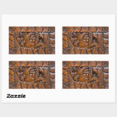 Orientalisch geschnitztes Holzaussehen Rechteckiger Aufkleber (Blatt)