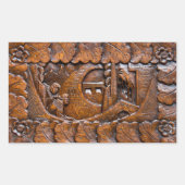 Orientalisch geschnitztes Holzaussehen Rechteckiger Aufkleber (Vorderseite)
