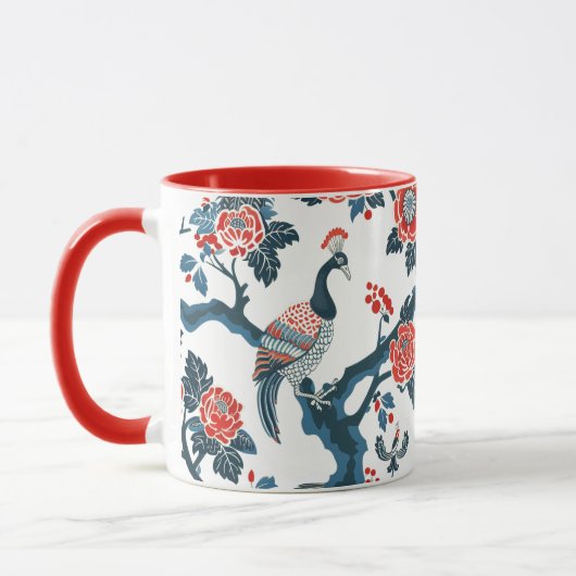 Orientalisch Inspiriert Blumen- und Pfau-Bird-Tass Tasse (Links)
