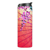 Orientalisch-japanisch-blumenrosa Sonnenschirm Thermosbecher (Nach links gedreht)