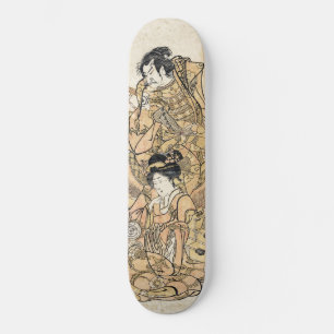 Orientalisch-japanische Geisha und Samurai-ukiyo-e Skateboard