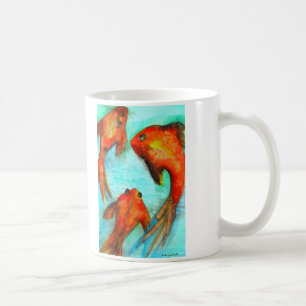 Orientalisch-orangefarbene Goldfische Aquarellkuns Kaffeetasse