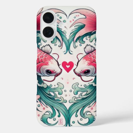 Orientalisch rosa und aquamarine Liebe Case-Mate iPhone Hülle (Rückseite)