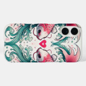 Orientalisch rosa und aquamarine Liebe Case-Mate iPhone Hülle (Rückseite (Horizontal))