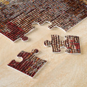 Orientalisch rot-goldener Teppichboden. Puzzle (Seite)