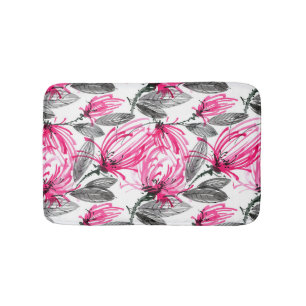 Orientalisch Rote Blume: Aquarellmuster. Badematte