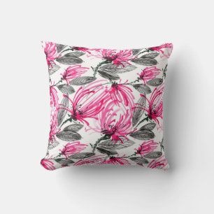 Orientalisch Rote Blume: Aquarellmuster. Kissen