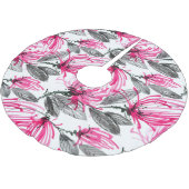 Orientalisch Rote Blume: Aquarellmuster. Polyester Weihnachtsbaumdecke (Schrägansicht)