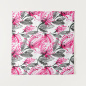 Orientalisch Rote Blume: Aquarellmuster. Wandteppich (Vorderseite)