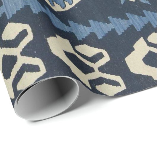 Orientalisch Türkischer Persischer Teppich Blau Geschenkpapier (Rolleneckpunkt)