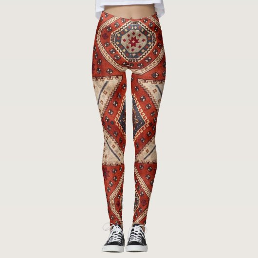 Orientalisch Türkischer Persischer Teppich Rot Leggings (Vorderseite)