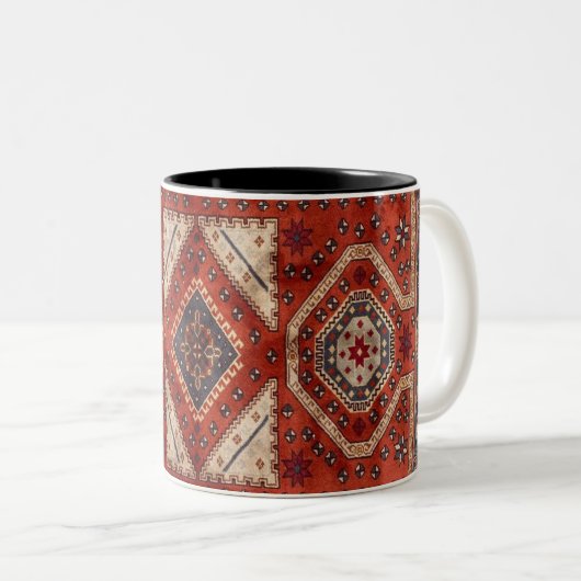 Orientalisch Türkischer Persischer Teppich Rot Zweifarbige Tasse (VorderseiteRechts)