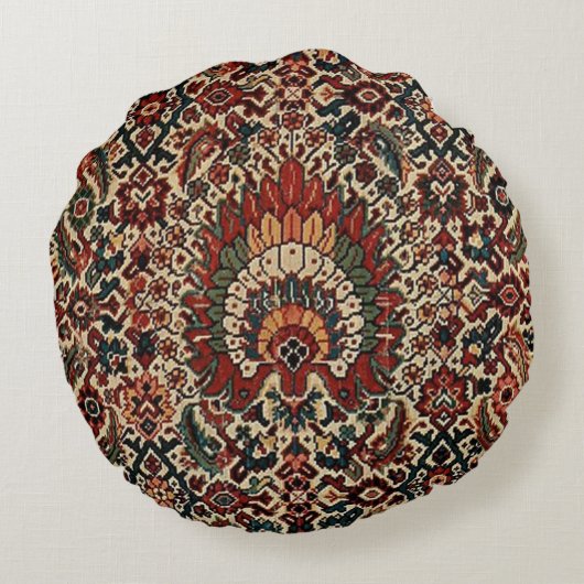 Orientalisch türkischer Teppichboden Rug Rundes Kissen (Rückseite)