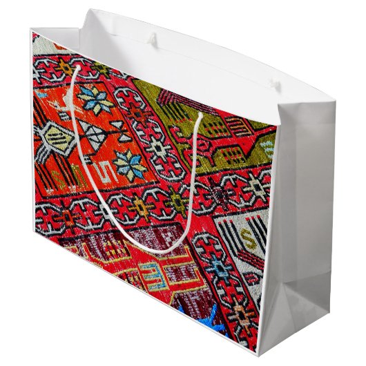 Orientalisch , Türkisches Muster, Teppichboden Große Geschenktüte (Rückseite Schrägansicht)