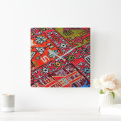 Orientalisch , Türkisches Muster, Teppichboden Quadratische Wanduhr (Zuhause)