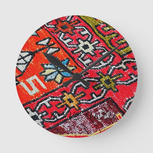 Orientalisch , Türkisches Muster, Teppichboden Runde Wanduhr (Vorderseite)