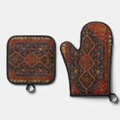 Orientalische Antike Persische Türkische Teppiche Ofenhandschuh & Topflappen-Set (Vorderseite)