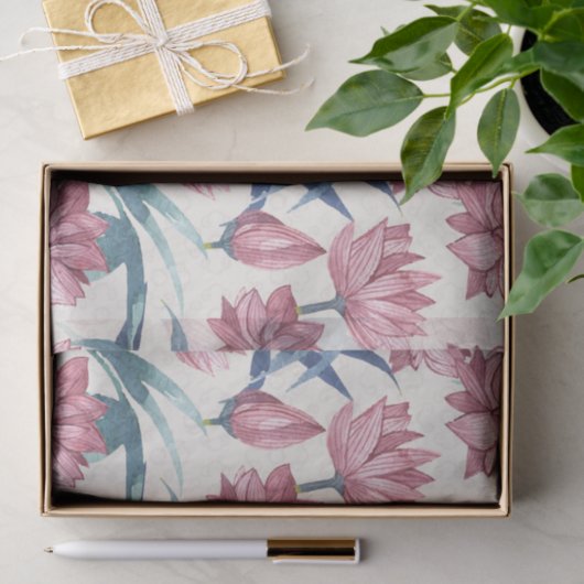 Orientalische Aquarelllotos-Kalligraphiemalerei Seidenpapier (Geschenk)