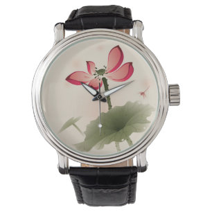 Orientalische Art Lotus Armbanduhr