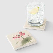 Orientalische Art Lotus Steinuntersetzer (Seitenansicht)