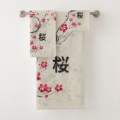 Orientalische Art Sakura Cherry Blossom Art Badhandtuch Set (Insitu)