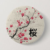 Orientalische Art Sakura Cherry Blossom Art Button (Vorderseite)