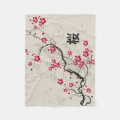 Orientalische Art Sakura Cherry Blossom Art Fleecedecke (Vorderseite)