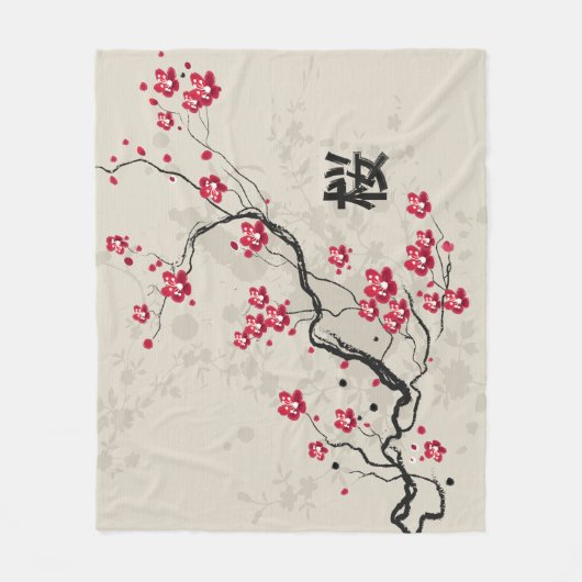 Orientalische Art Sakura Cherry Blossom Art Fleecedecke (Vorderseite)