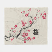 Orientalische Art Sakura Cherry Blossom Art Fleecedecke (Vorderseite (Horizontal))