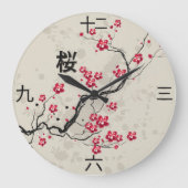 Orientalische Art Sakura Cherry Blossom Art Große Wanduhr (Vorderseite)