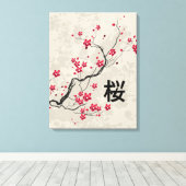 Orientalische Art Sakura Cherry Blossom Art Leinwanddruck (Insitu (Holzboden))
