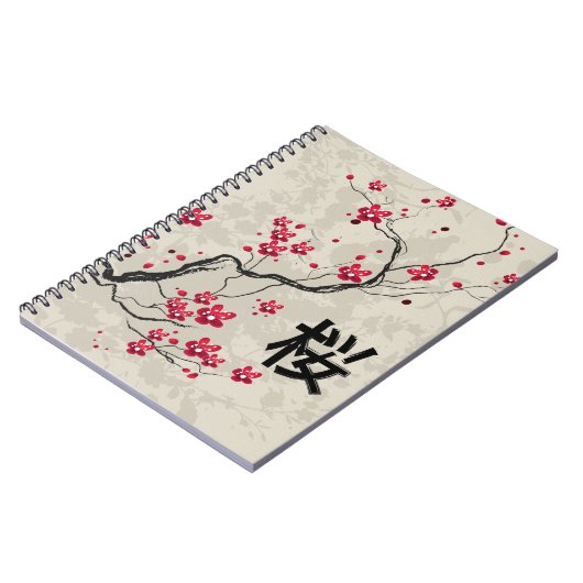 Orientalische Art Sakura Cherry Blossom Art Notizblock (Linke Seite)