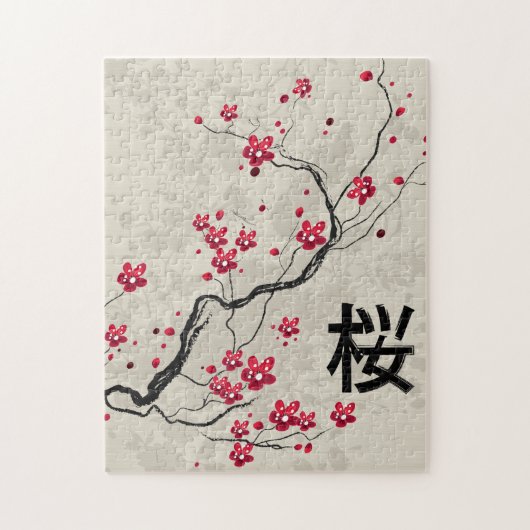 Orientalische Art Sakura Cherry Blossom Art Puzzle (Vertikal)