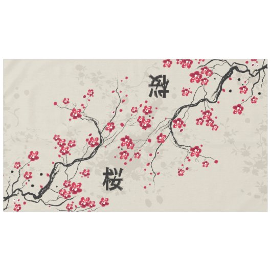Orientalische Art Sakura Cherry Blossom Art Tischdecke (Vorderseite (Horizontal))