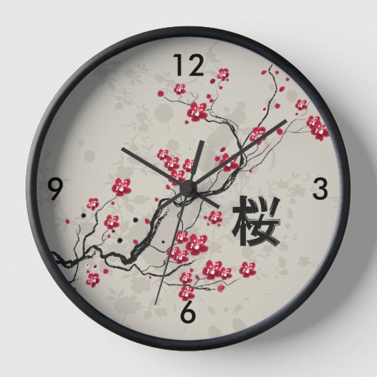 Orientalische Art Sakura Cherry Blossom Art Wanduhr (Vorderseite)