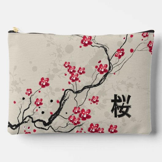 Orientalische Art Sakura Cherry Blossom Art Zubehörtasche (Vorderseite)